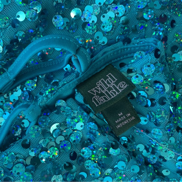 NWT Blue Sequin Sparkle Mini Dress (Medium) - Picture 4 of 6